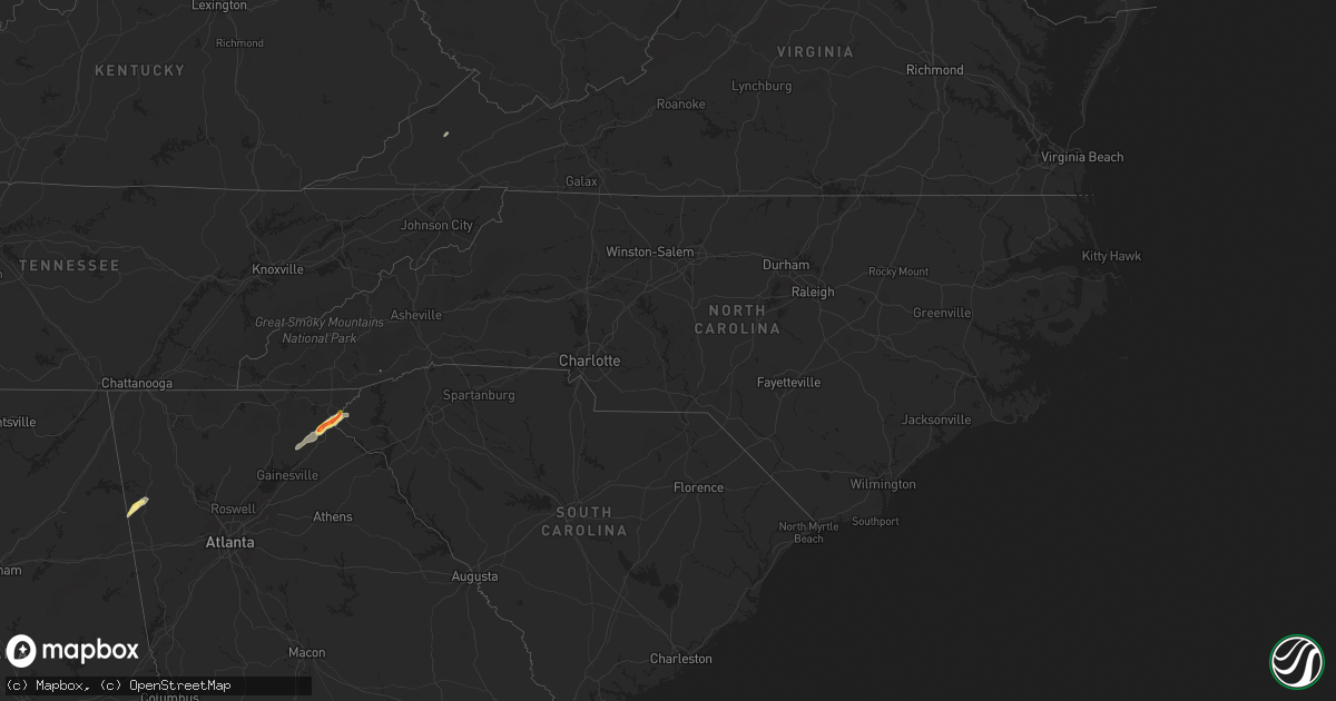 Hail map in North Carolina on September 25, 2024