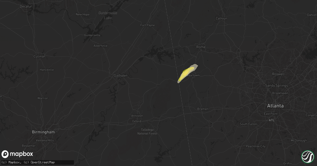 Hail map in Piedmont, AL on September 25, 2024