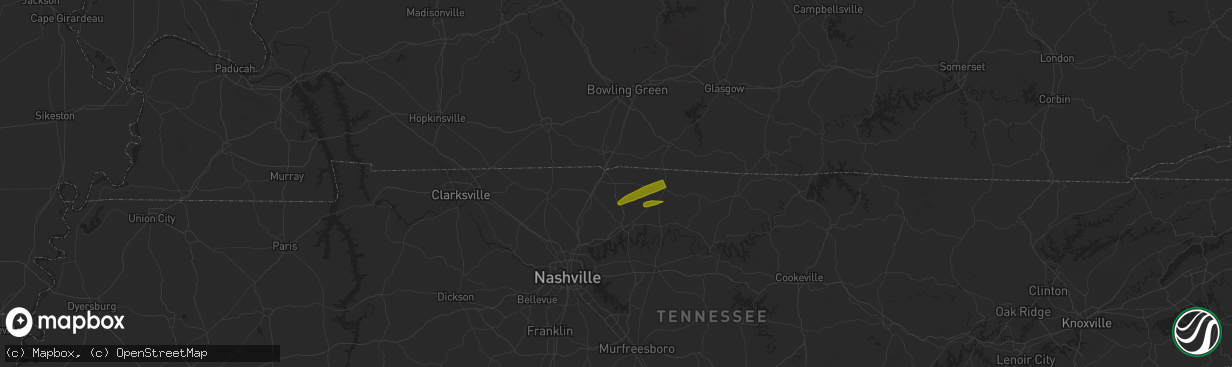 Hail map in Portland, TN on September 25, 2024