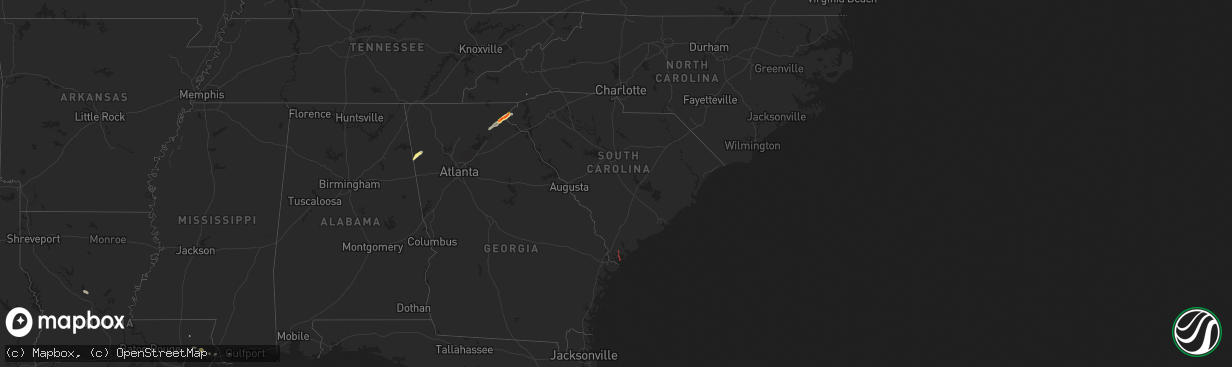 Hail map in South Carolina on September 25, 2024