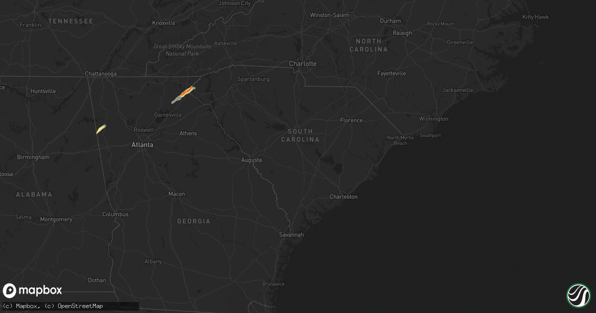 Hail map in South Carolina on September 25, 2024