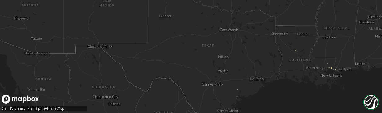 Hail map in Texas on September 25, 2024