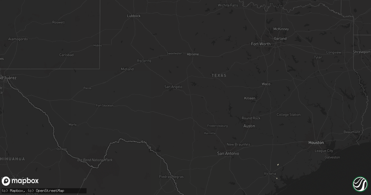 Hail map in Texas on September 25, 2024