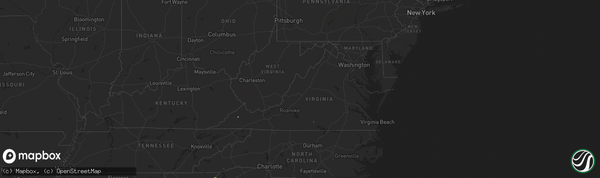 Hail map in Virginia on September 25, 2024