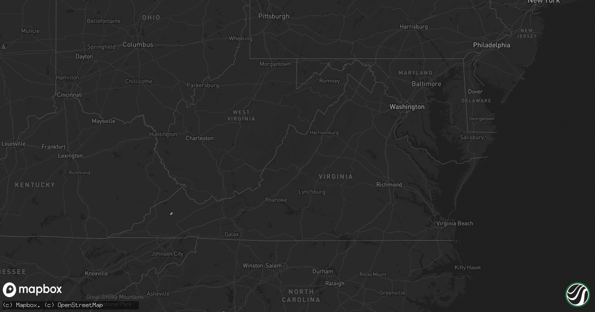 Hail map in Virginia on September 25, 2024