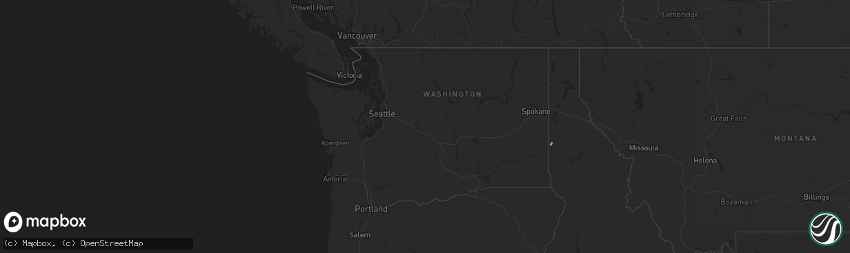 Hail map in Washington on September 25, 2024