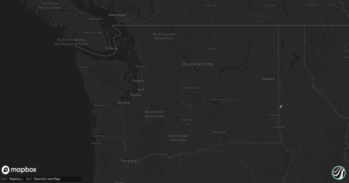 Hail map in Washington on September 25, 2024