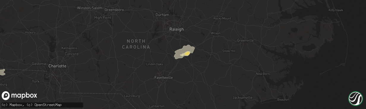 Hail map in Benson, NC on September 25, 2025