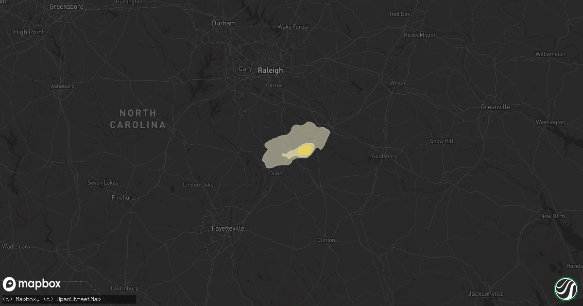 Hail map in Benson, NC on September 25, 2025
