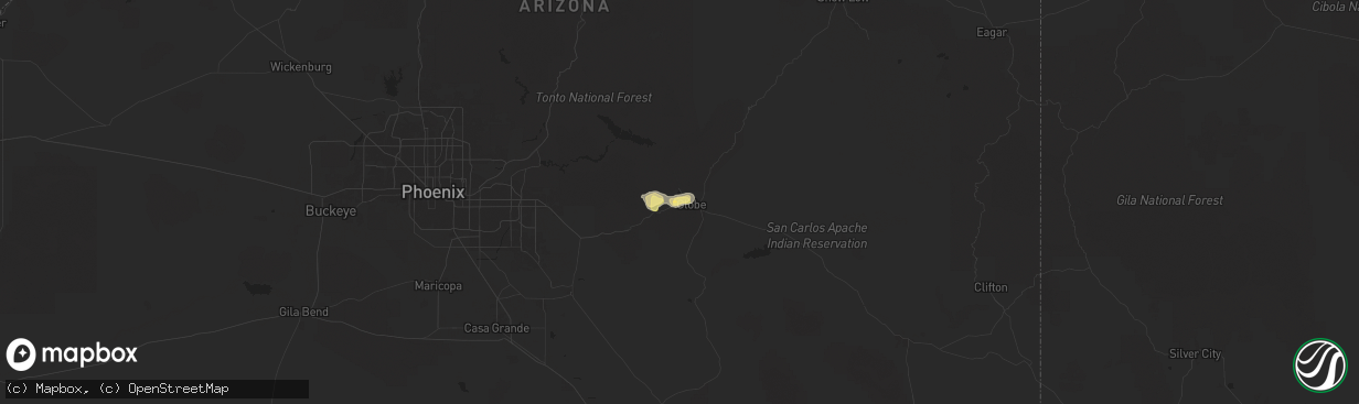 Hail map in Claypool, AZ on September 25, 2025