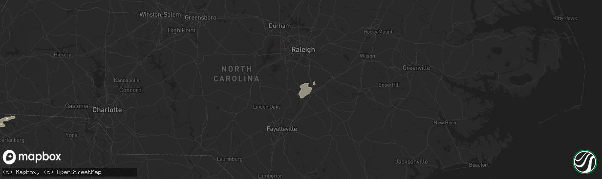 Hail map in Coats, NC on September 25, 2025