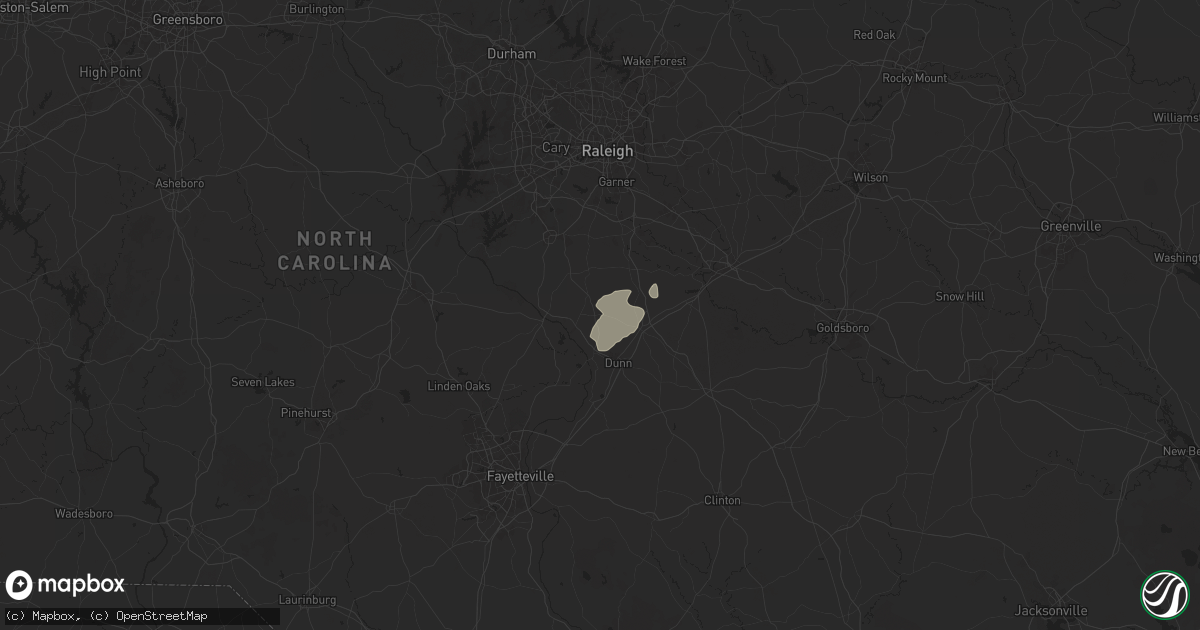 Hail map in Coats, NC on September 25, 2025