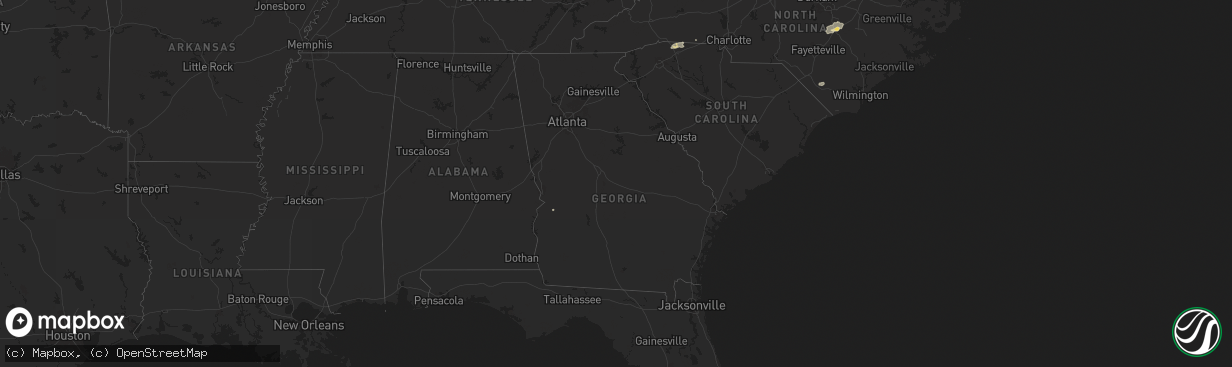 Hail map in Georgia on September 25, 2025