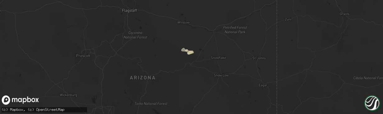 Hail map in Heber, AZ on September 25, 2025