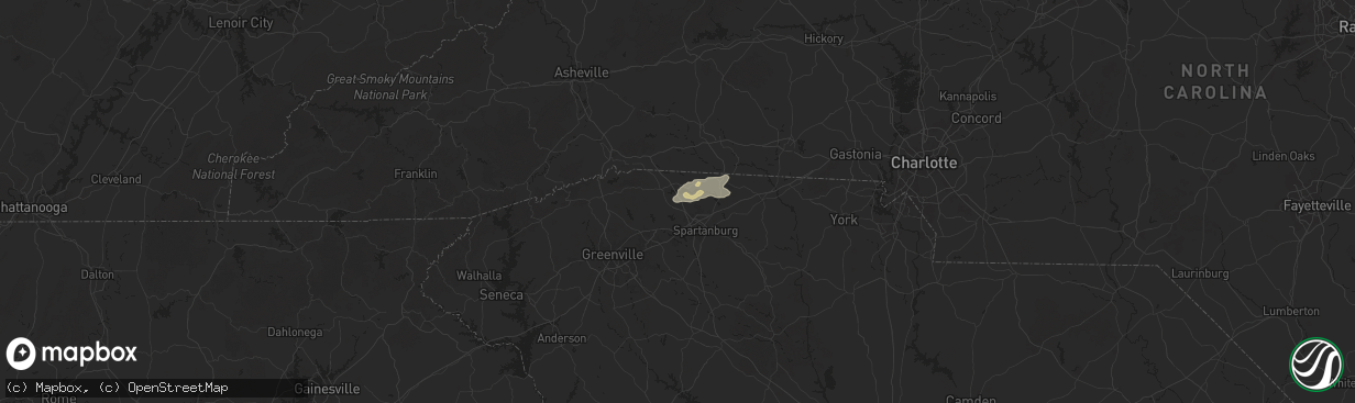 Hail map in Inman, SC on September 25, 2025
