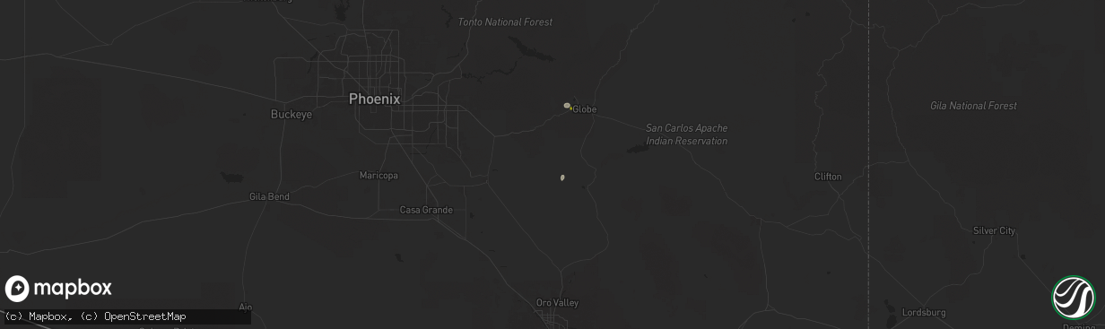 Hail map in Kearny, AZ on September 25, 2025