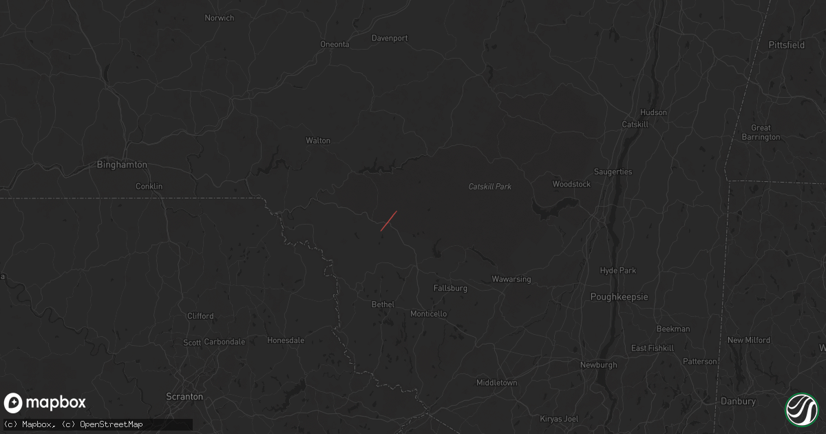 Hail map in Livingston Manor, NY on September 25, 2025