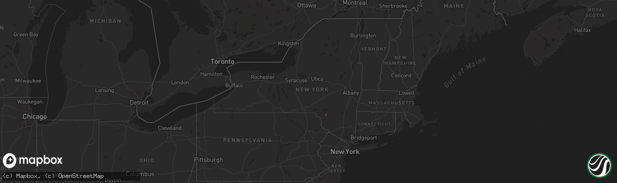 Hail map in New York on September 25, 2025