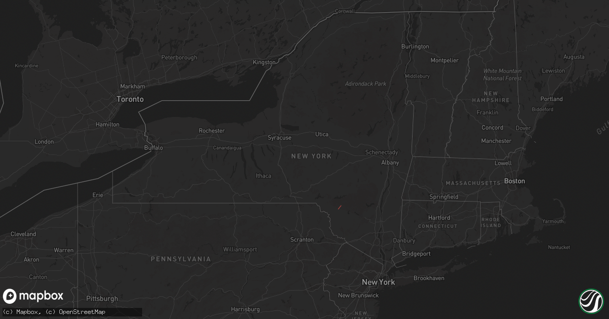 Hail map in New York on September 25, 2025