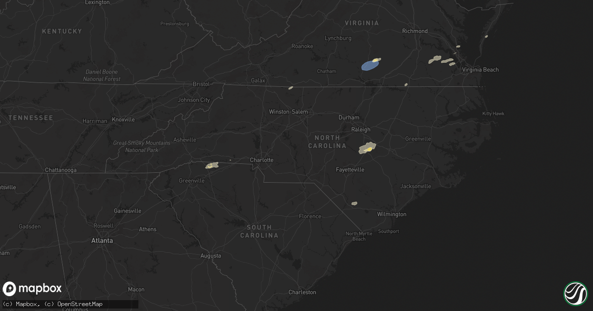 Hail map in North Carolina on September 25, 2025