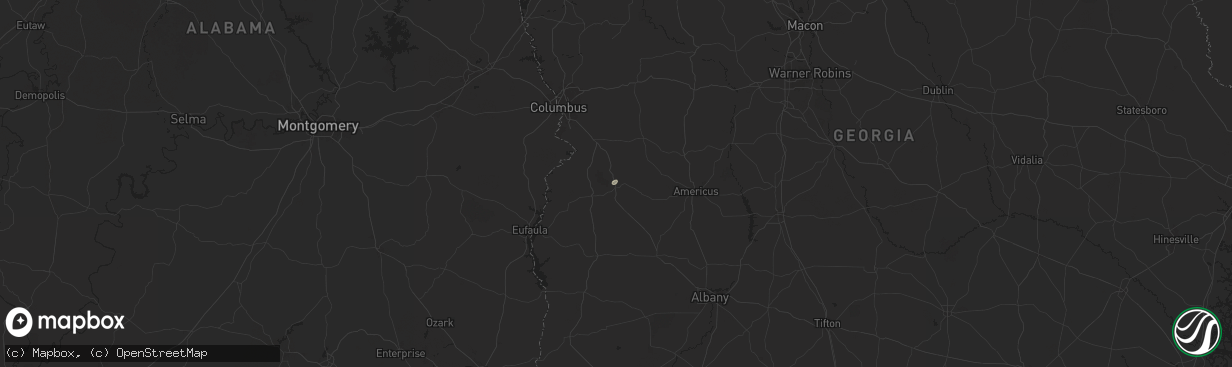 Hail map in Richland, GA on September 25, 2025