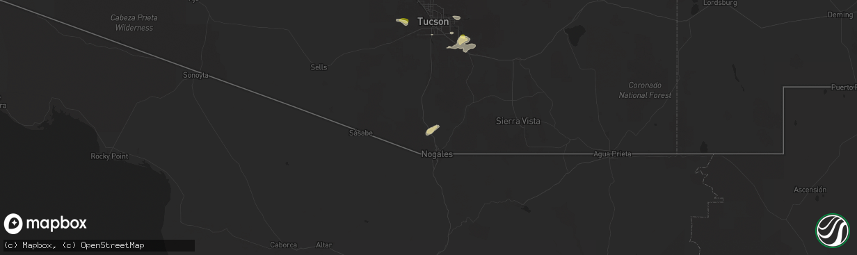 Hail map in Rio Rico, AZ on September 25, 2025