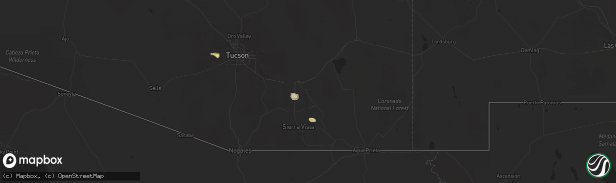 Hail map in Saint David, AZ on September 25, 2025