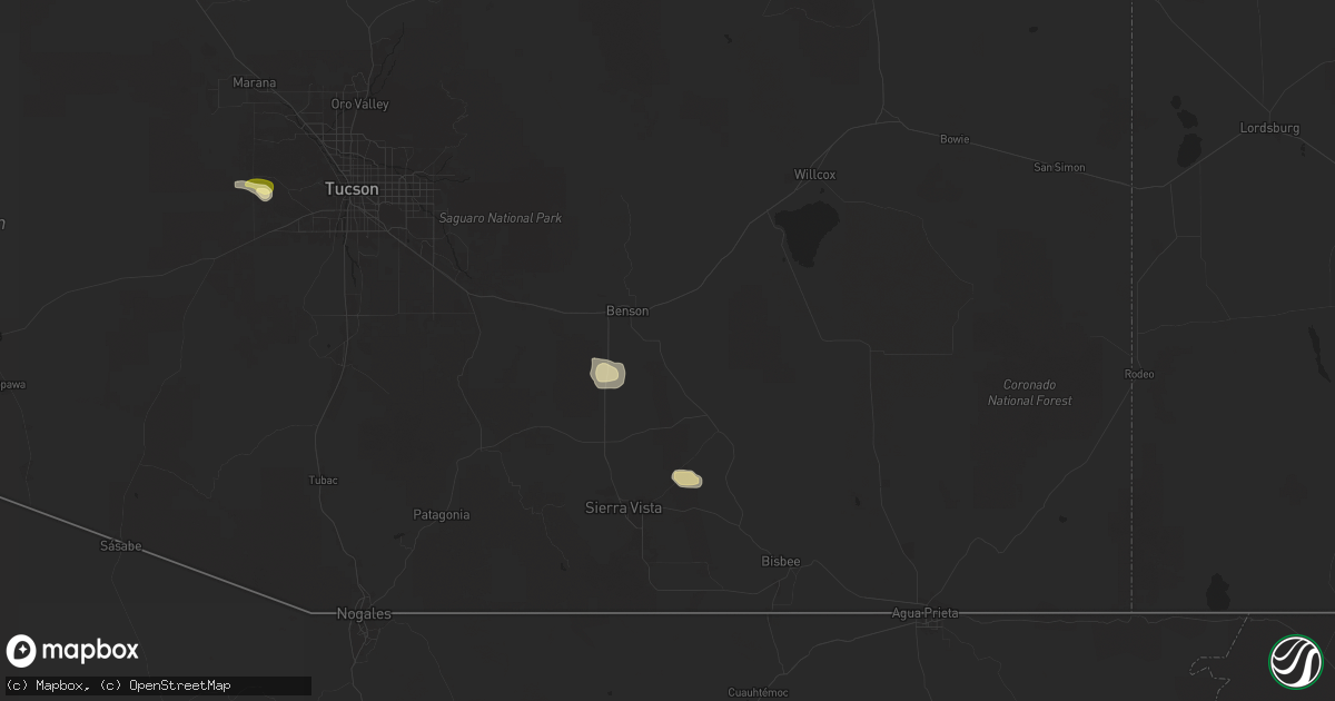Hail map in Saint David, AZ on September 25, 2025