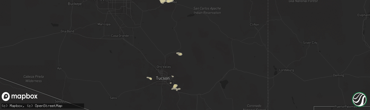 Hail map in San Manuel, AZ on September 25, 2025