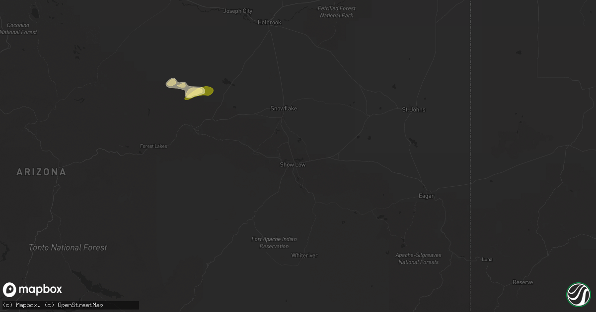 Hail map in Show Low, AZ on September 25, 2025