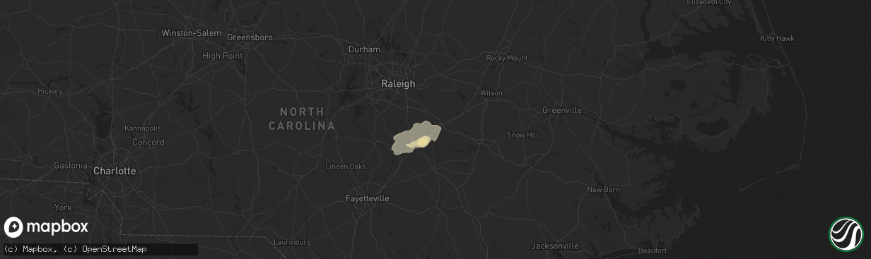 Hail map in Smithfield, NC on September 25, 2025