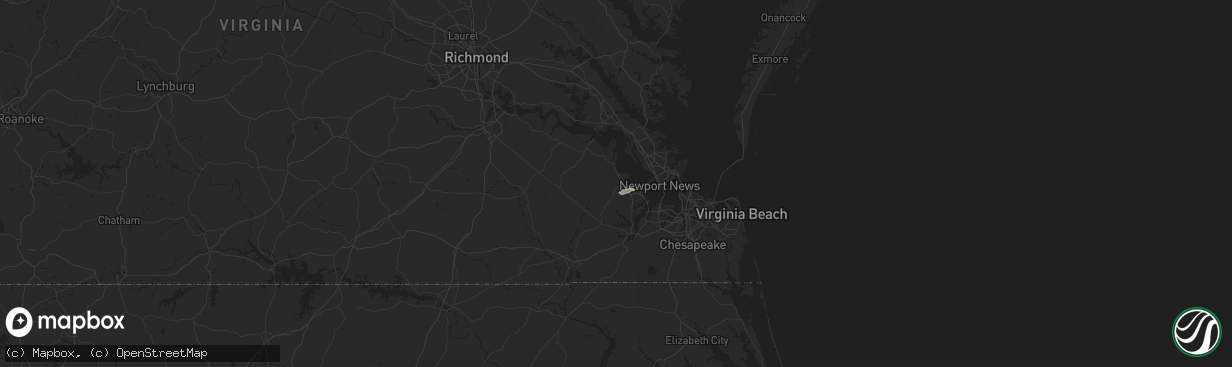 Hail map in Smithfield, VA on September 25, 2025
