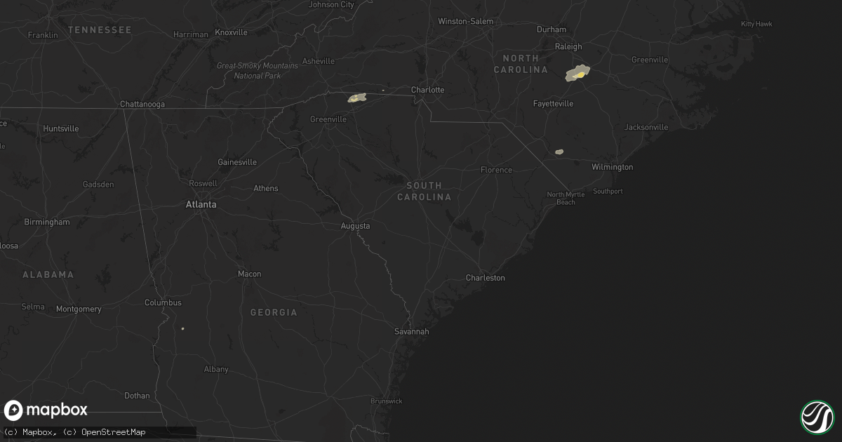Hail map in South Carolina on September 25, 2025