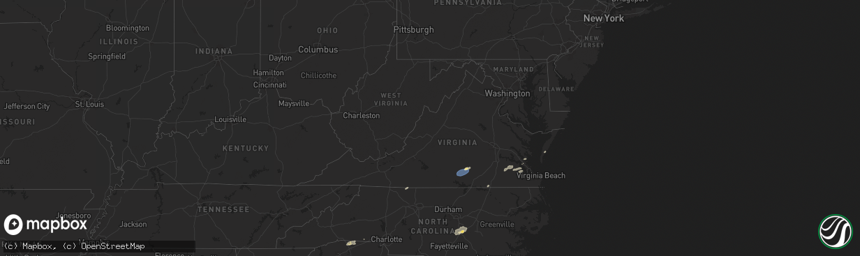 Hail map in Virginia on September 25, 2025