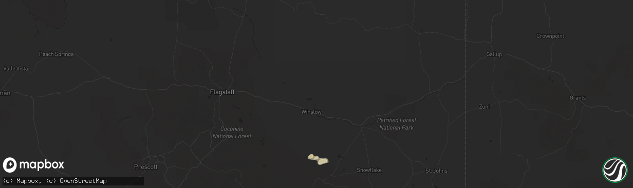 Hail map in Winslow, AZ on September 25, 2025