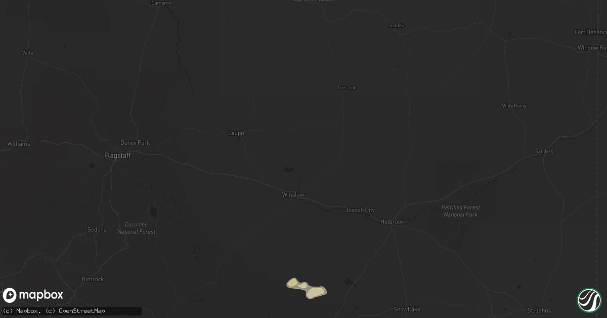 Hail map in Winslow, AZ on September 25, 2025