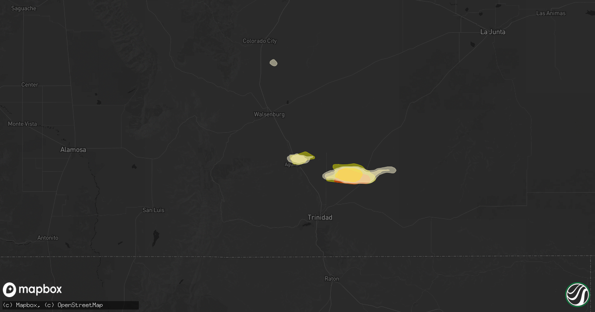 Hail map in Aguilar, CO on September 25, 2026