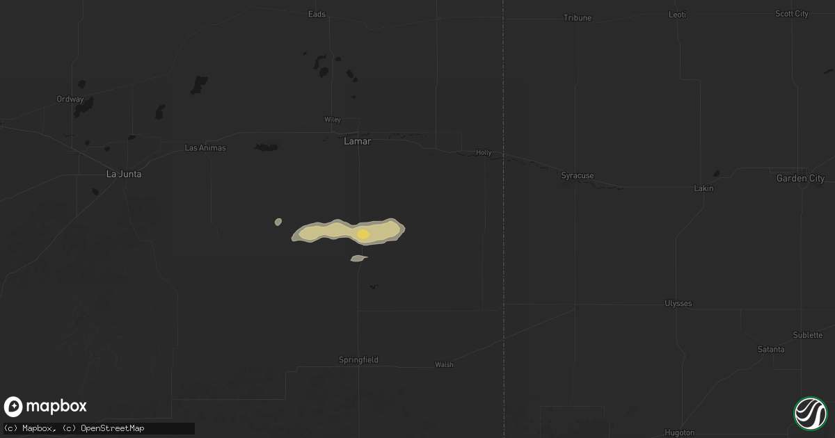 Hail map in Granada, CO on September 25, 2026