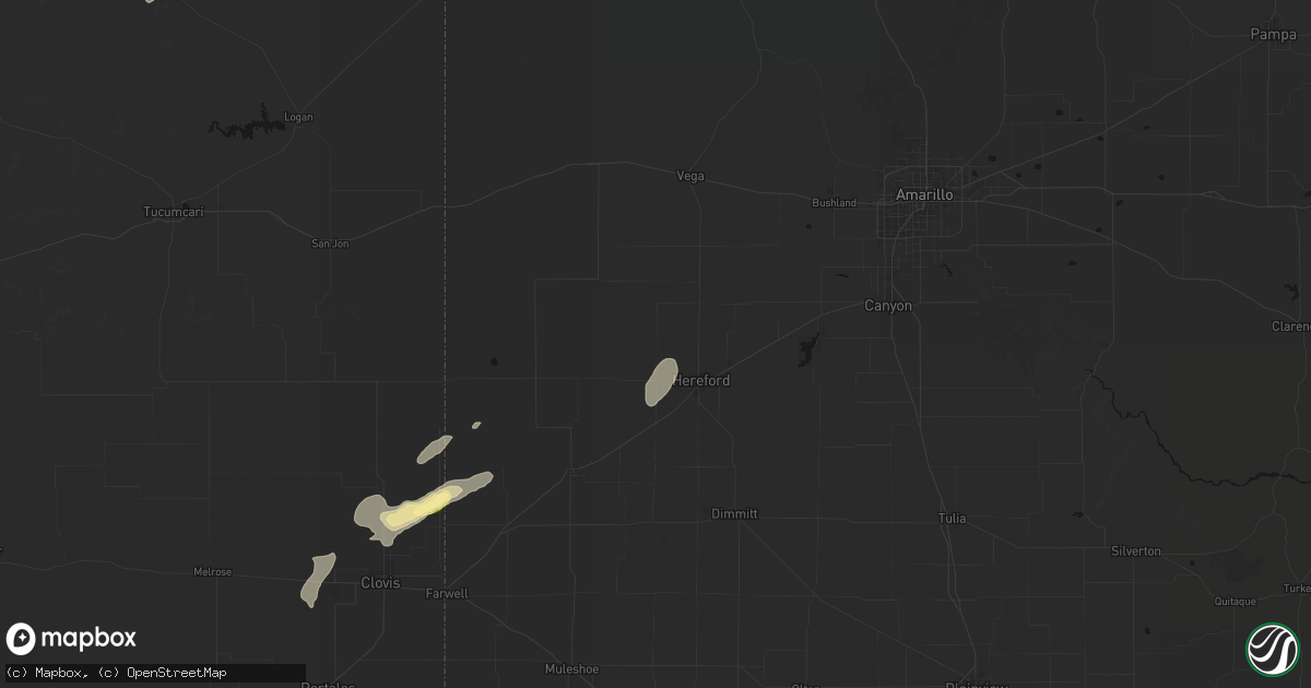 Hail map in Hereford, TX on September 25, 2026