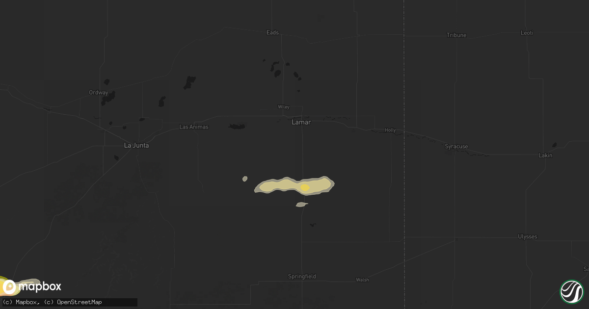 Hail map in Lamar, CO on September 25, 2026