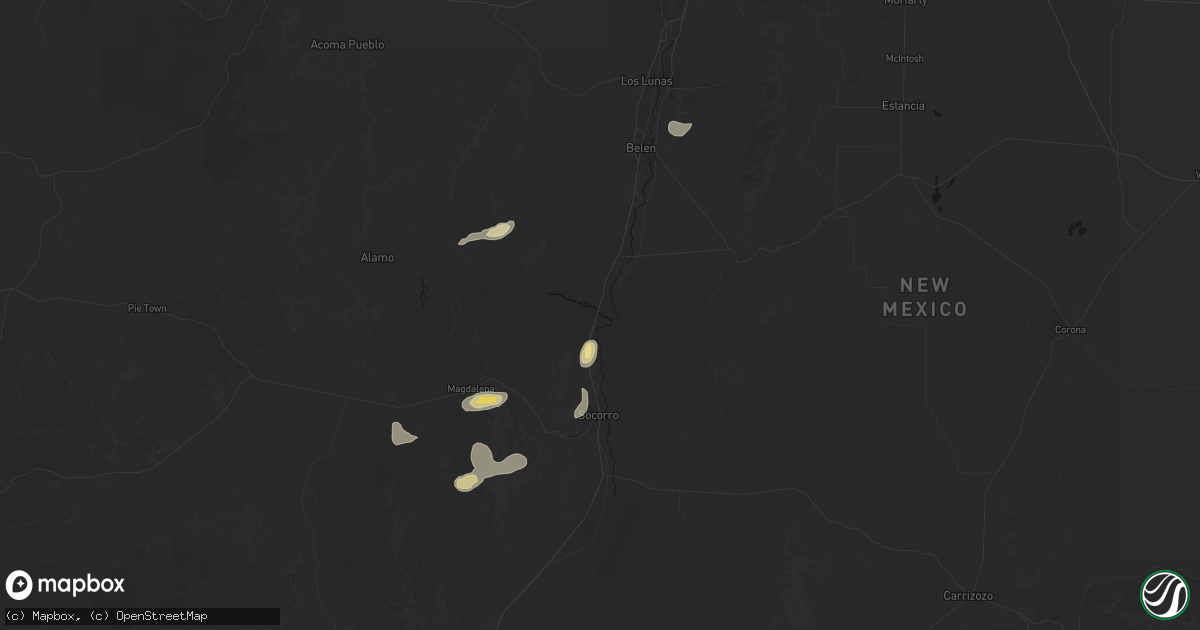 Hail map in San Acacia, NM on September 25, 2026