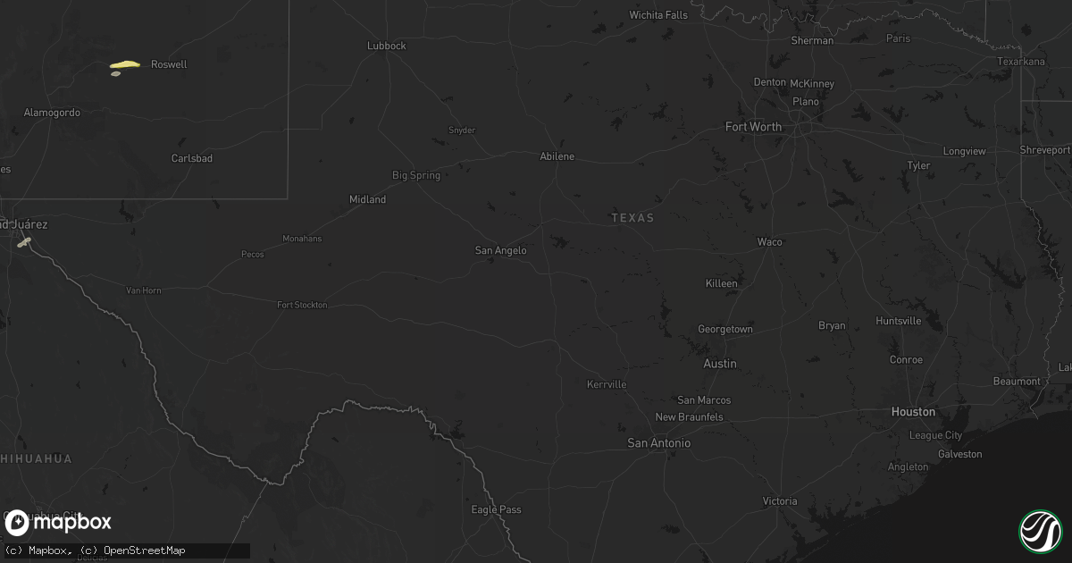 Hail map in Texas on September 25, 2026