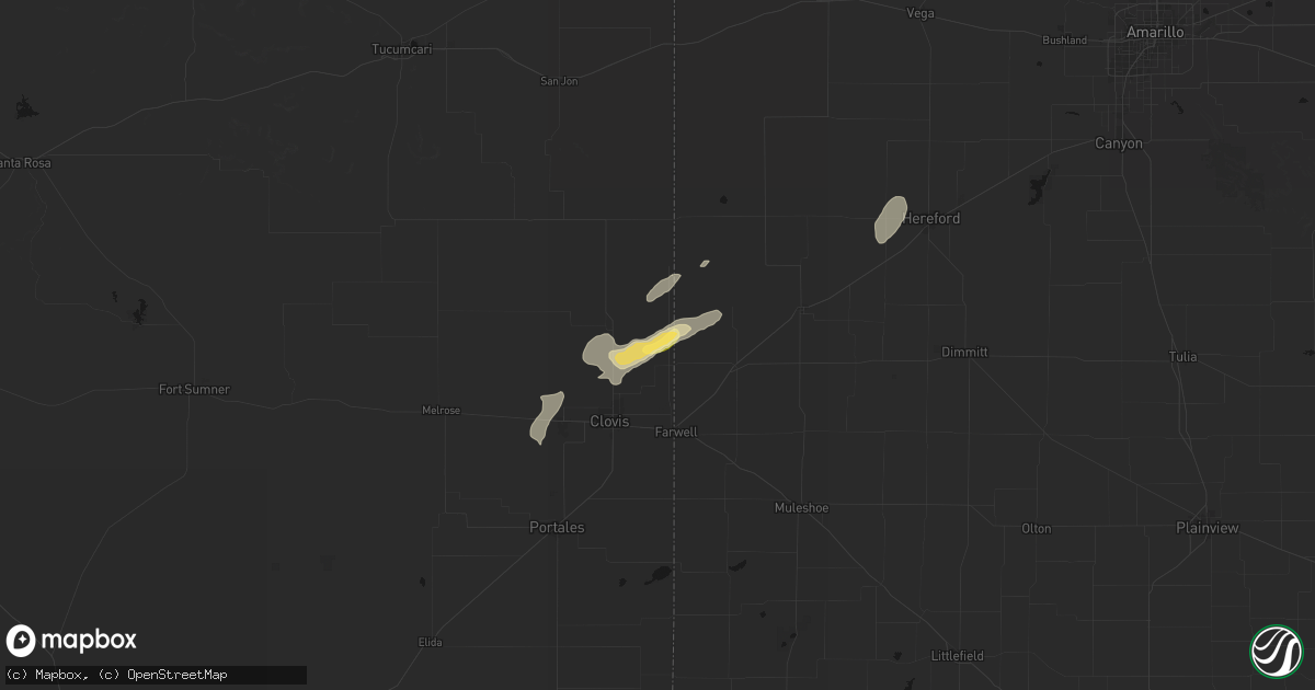 Hail map in Texico, NM on September 25, 2026