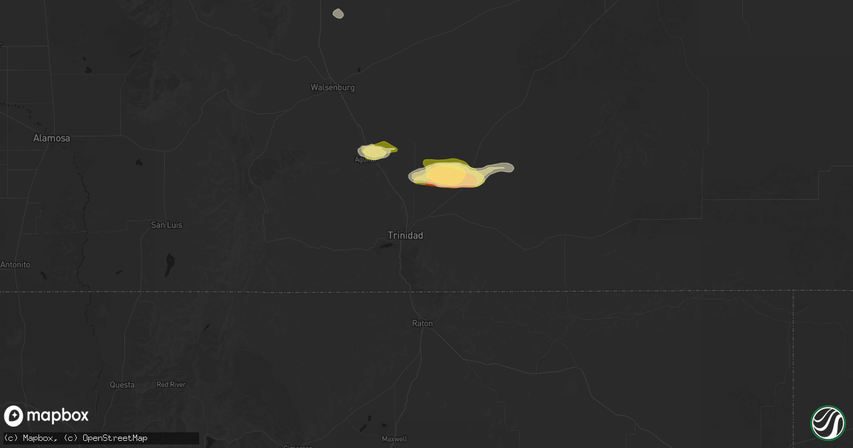 Hail map in Trinidad, CO on September 25, 2026