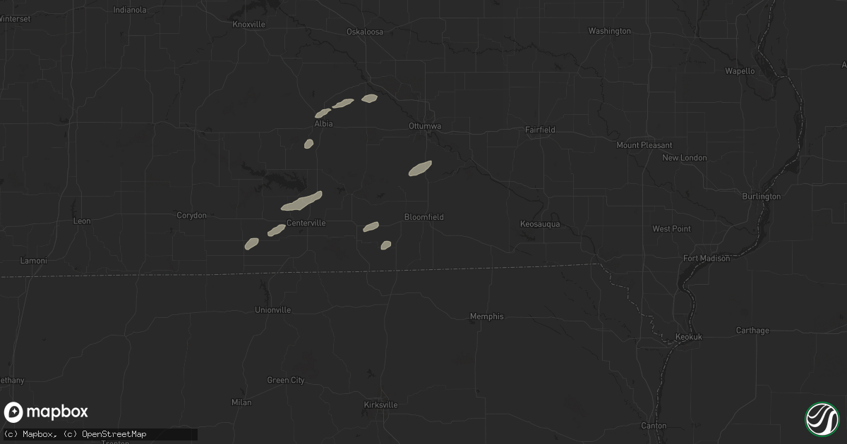 Hail map in Bloomfield, IA on September 26, 2019