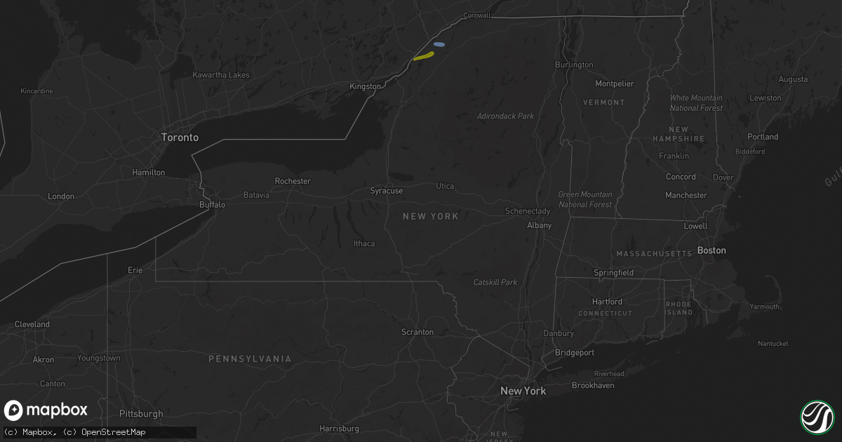 Hail map in New York on September 26, 2019