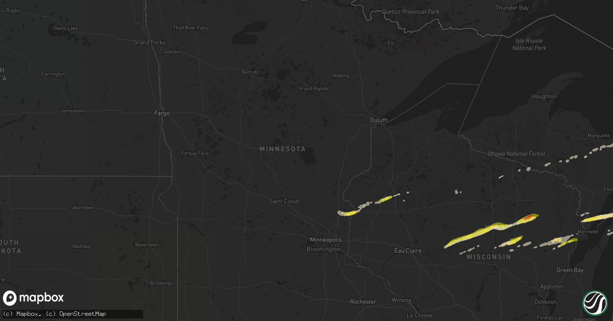 Hail map in Minnesota on September 26, 2020