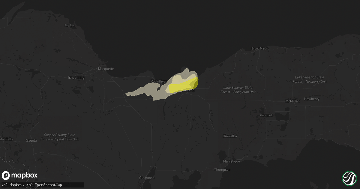 Hail map in Munising, MI on September 26, 2020