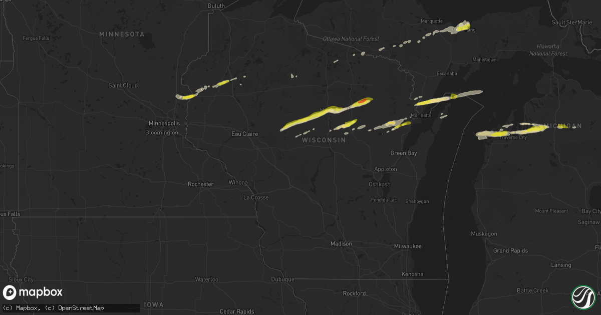 Hail map in Wisconsin on September 26, 2020