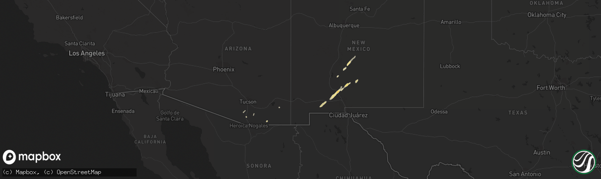 Hail map in Arizona on September 26, 2021